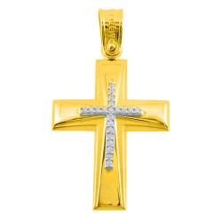 Χρυσός βαπτιστικός σταυρός Κ14 με ζιργκόν